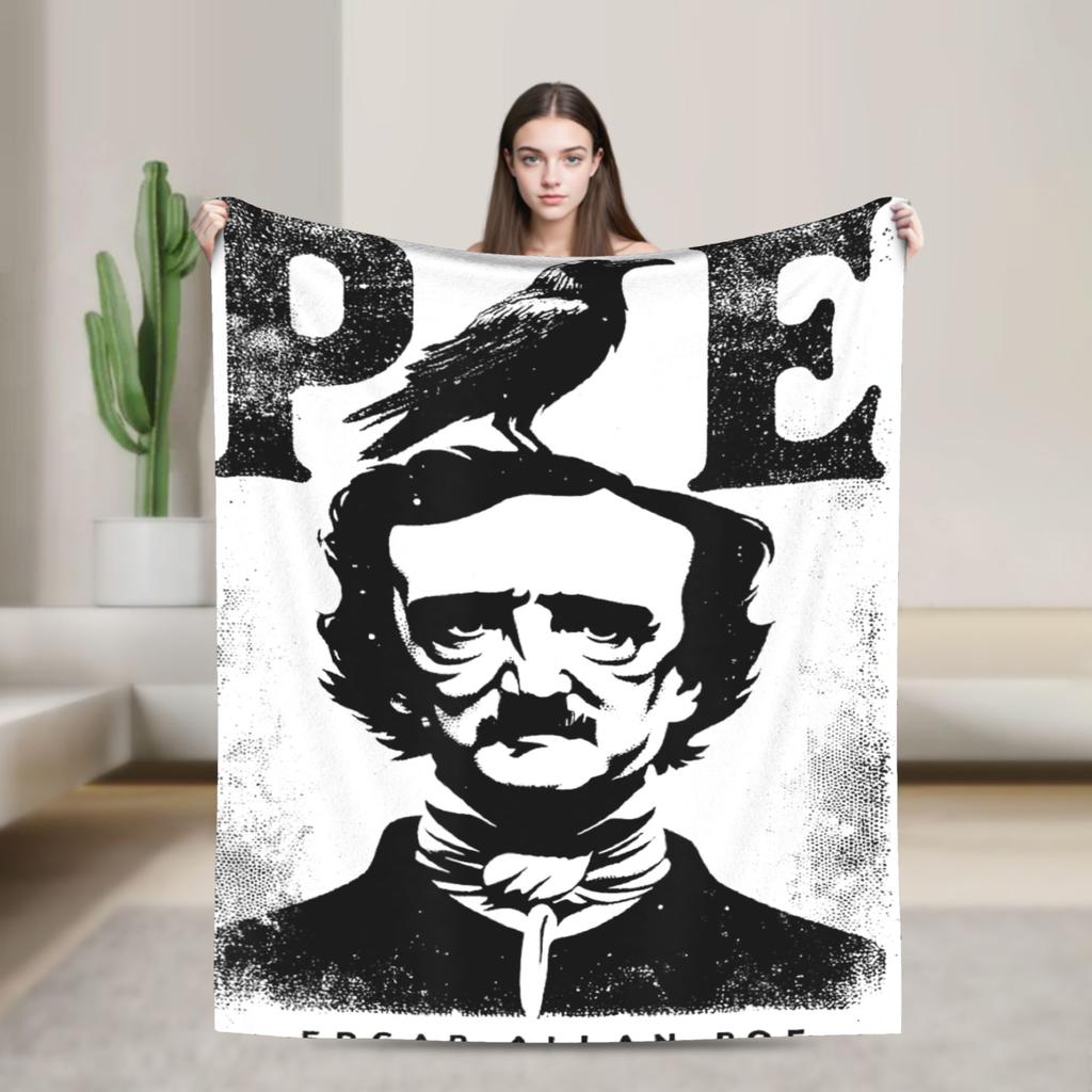 Gothic Edgar Allen Poe The Raven Nevermore Blanket Warm Soft Street Trend Plush Throw Blanket For Home Decor Flannel Bed Cover