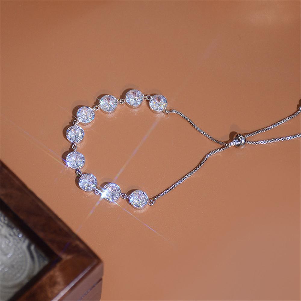 Charm Female White Zircon Stone Bowknot Bracelet Cute Silver Color Adjustable Wedding Jewelry For Women