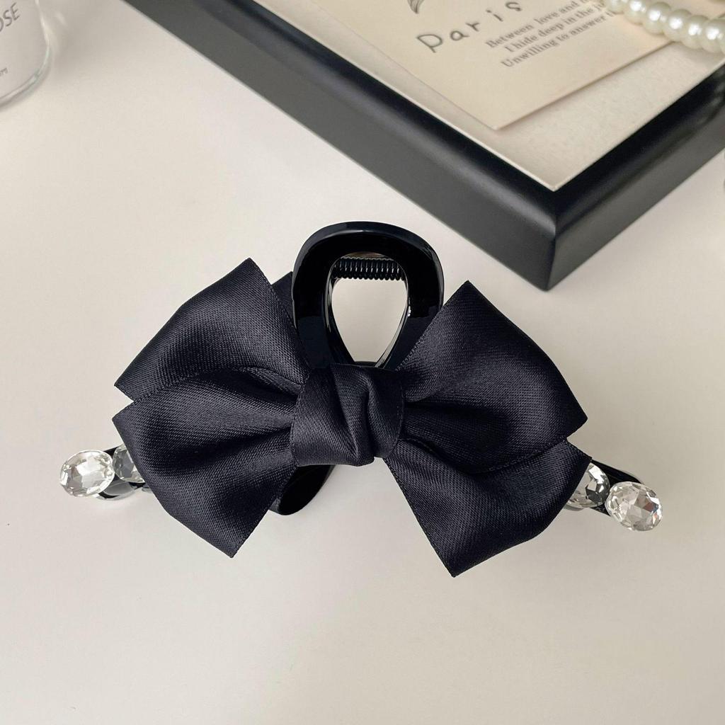 Diamond-Studded Ribbon Bow Hair Clip - Luxury Autumn Fashion