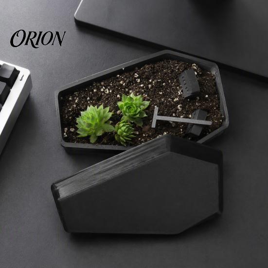 Halloween Party Supplies Gothic Casket Flower Pot, Include Tombstone And Rake Accessories, 3D Printed Plant Containers Unique Container for Home Decor