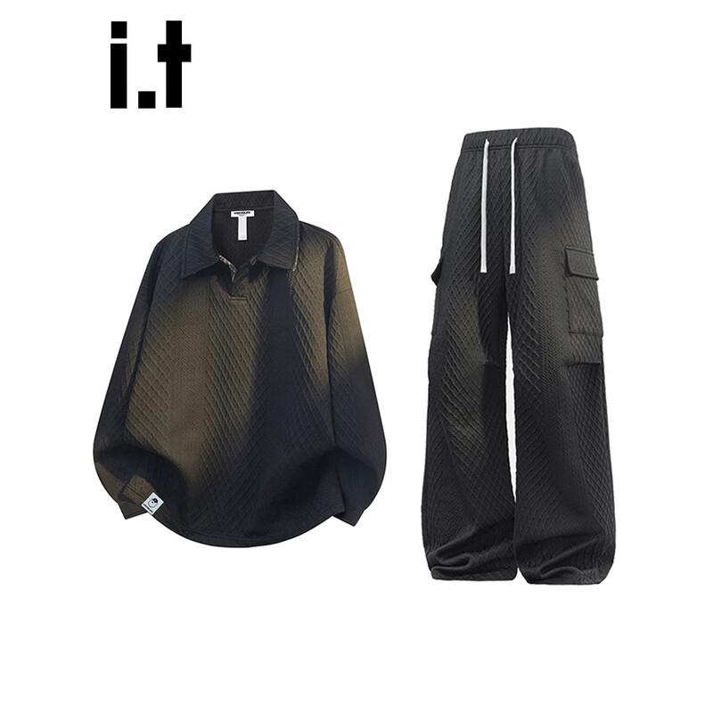 Men's Casual Lapel Sweatshirt and Straight Pants Set