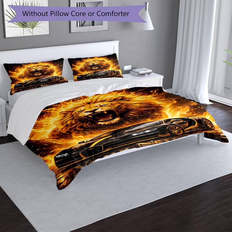 Lion Power Custom Name Text Print 1Pc Bedding Set Duvet Cover With Two Pillowcases Soft Bed Linen For Household Bedroom