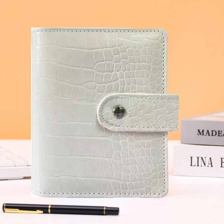 A7 Crocodile Black Pink Color 6 Ring Binder PU Clip-on Notebook Leather Loose Leaf Notebook Cover Notebooks Journal Stationery
