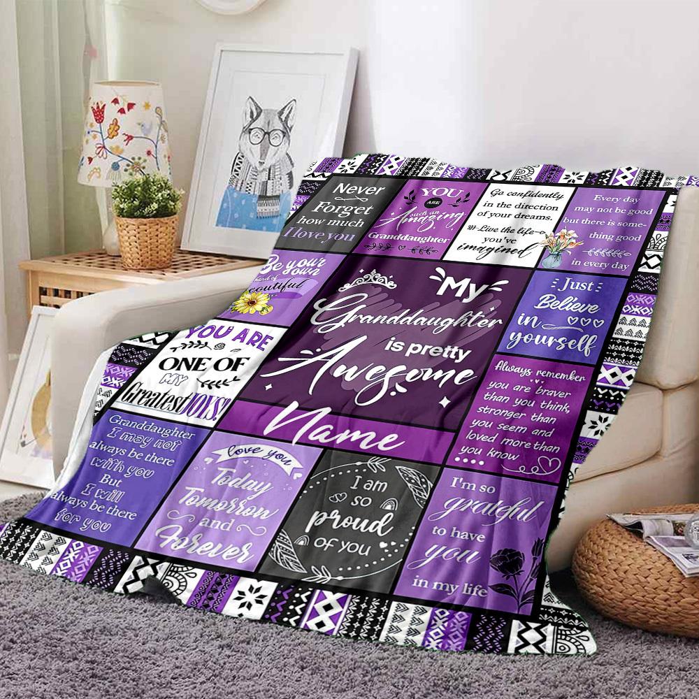 Granddaughter Quotes Inspirational Messages For Your Beloved Granddaughter Gift Customizable Blanket Customize Text Comfortable For Sofa Couch Office