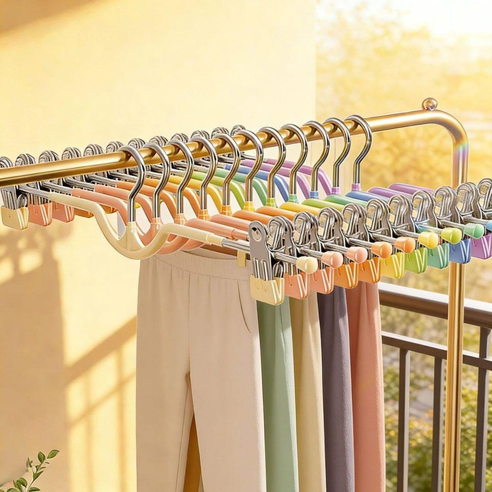 Gifts Short Neck Trouser Clip Non-slip Rainbow Colors Short Neck Trouser Rack Traceless Household Trouser Hanger
