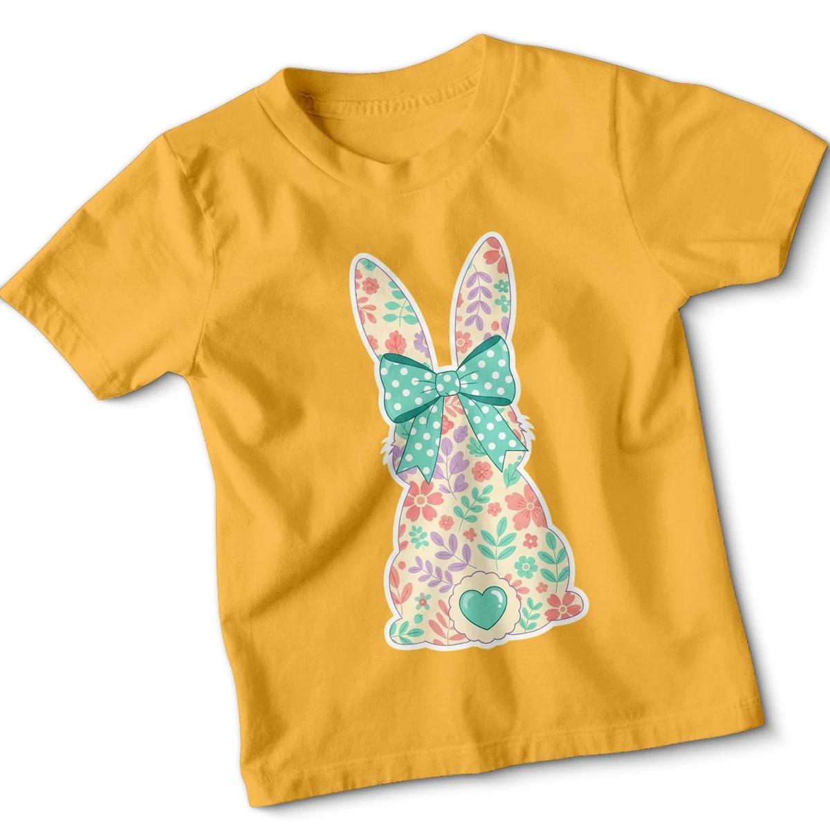

Kids TShirt Floral Bunny Print Soft Comfy Tops Easter Garden Parties Trendy Tee 2XL