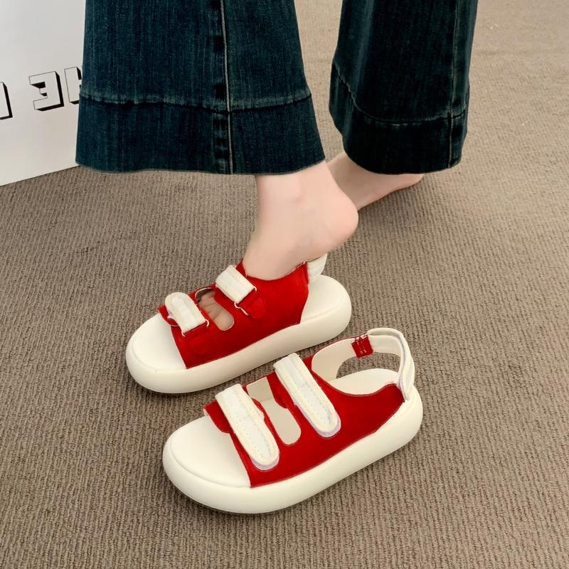 Summer new Velcro casual sports sandals lightweight thick sole one word belt fashion shoes women's shoes