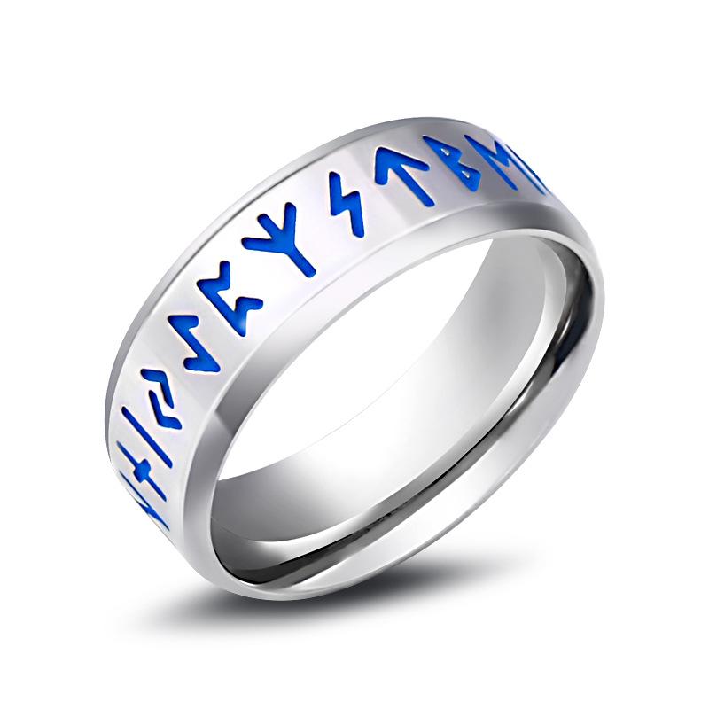 Steel Warrior Japanese Korean Fashion Simple Viking Amulet Ring Men Titanium Steel Band