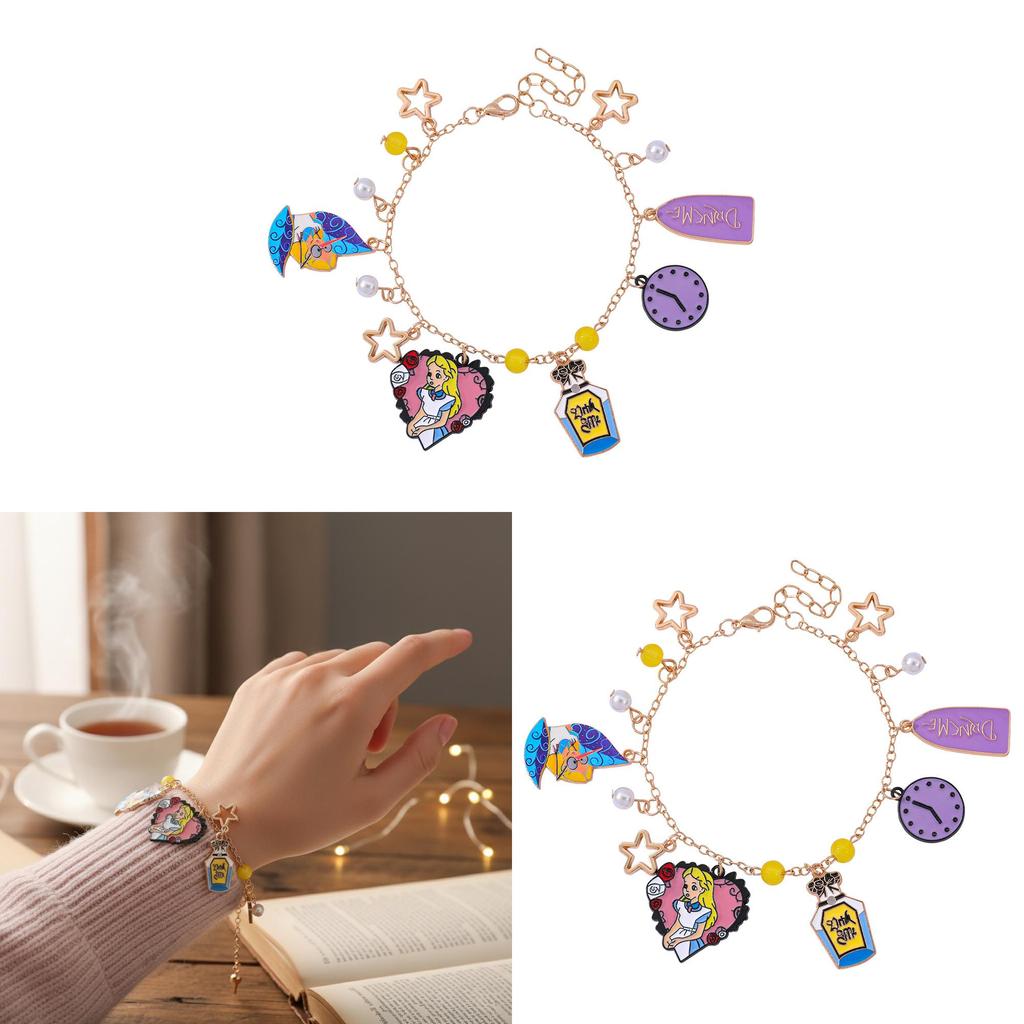 Alice In Wonderland Charm Bracelet With Zinc Alloy Animal Pendants For Women And Men