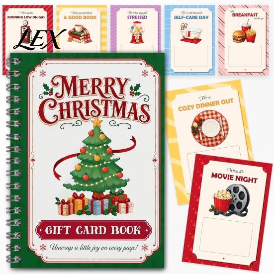 Creative Gift Present for Christmas Merry Card Holder Book, DIY Spiral Bound Display Book Booklet, Xmas Gifts Family, Friends, Celebrations
