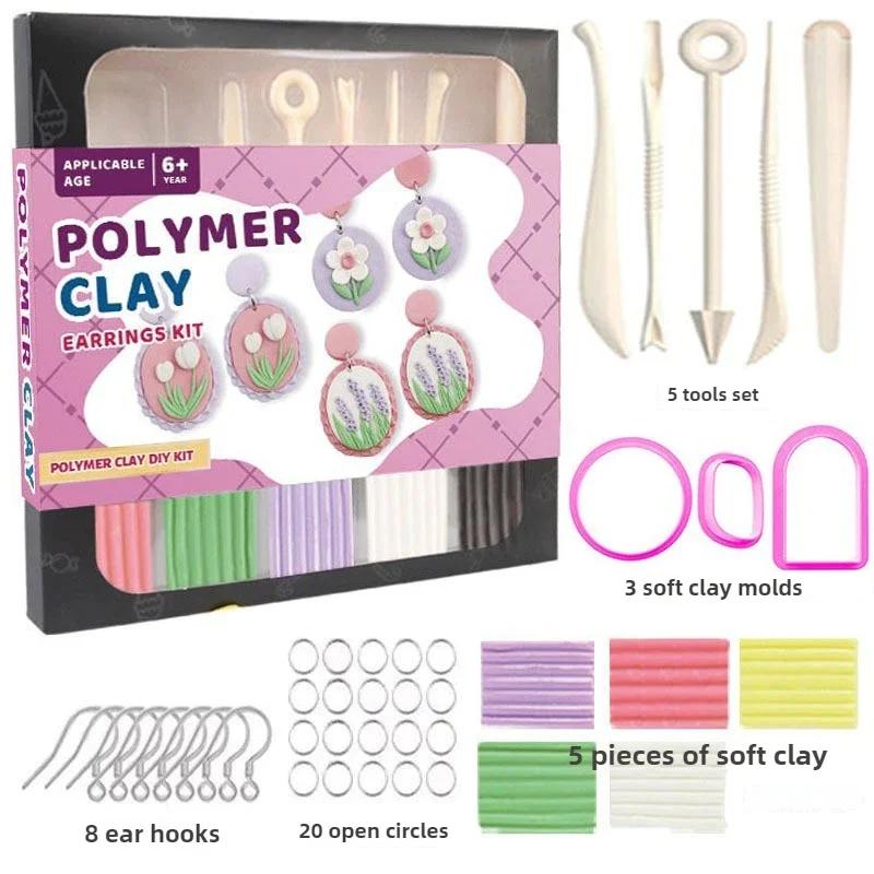 Kit de Fabricación de Pendientes de Arcilla Polimérica DIY Arcilla de Modelar con Herramientas de Escultura Horneable al Horno o Secado al Aire Manualidades Artísticas Para Adolescentes Adultos