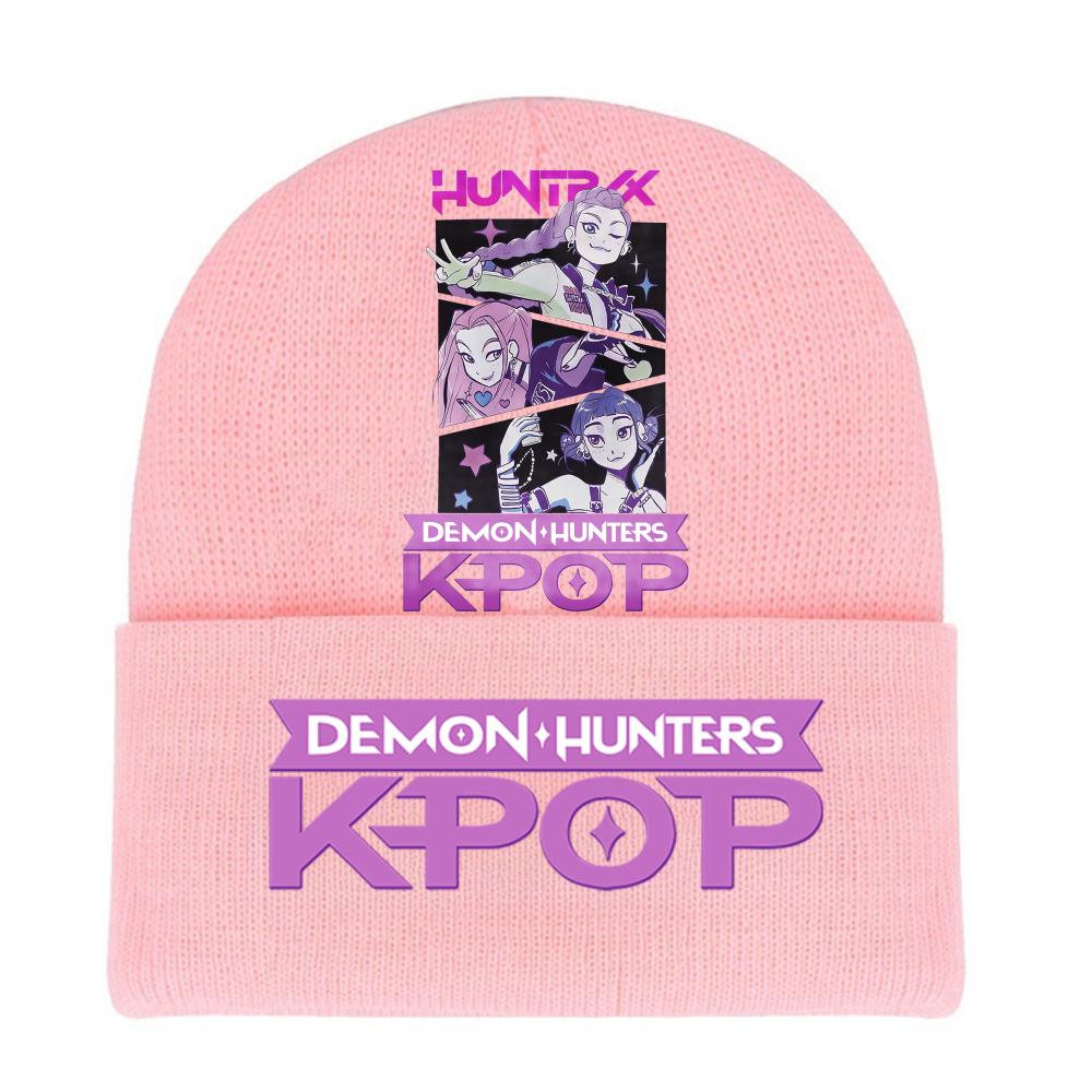 Kpop Demon Hunters HUNTRIX SAJABOYS Letter Printed Rolled-edge Woolen Knitted Cap Thickened Cold Season Adult Hat Fans Birth Date Present