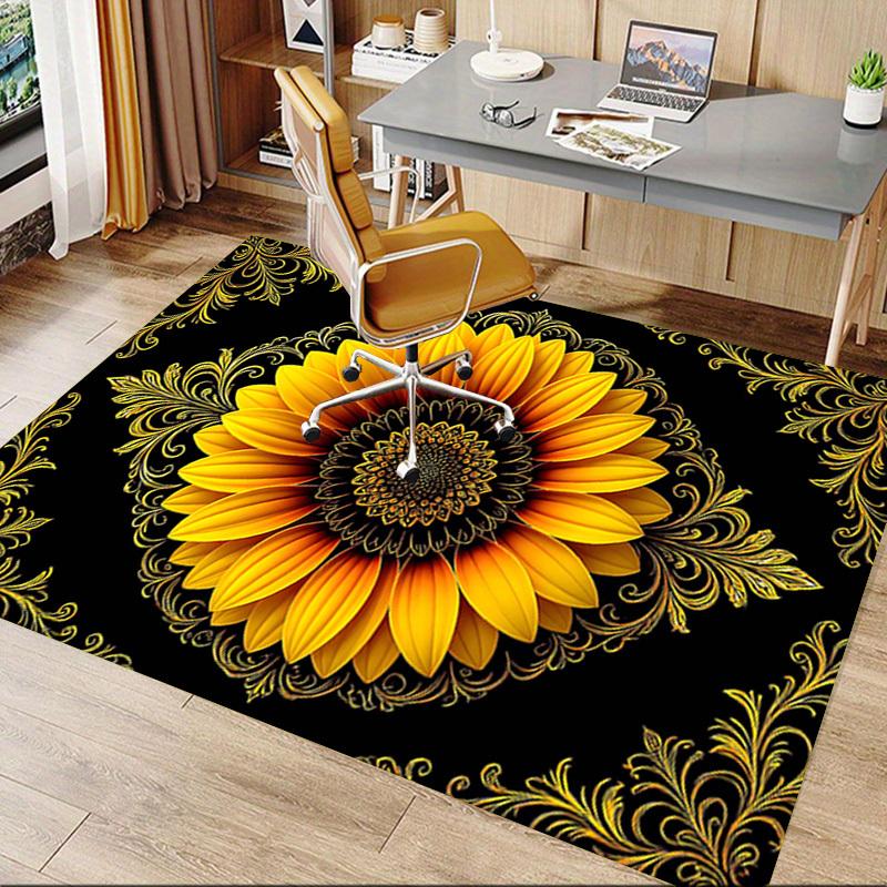 1PC Sunflower Ornament Non-Slip Floor Carpet Compatible for Office&Living Room&Bedroom&Dining Room - Flat-Weave Machine-O338