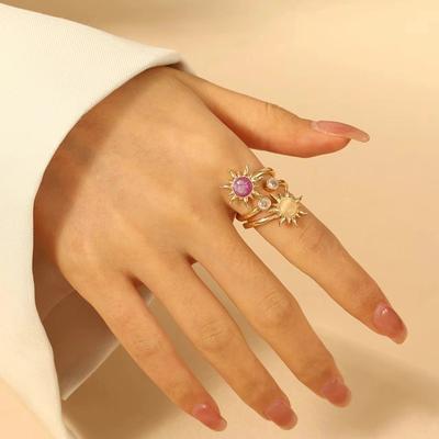 Luxuriöse Zirkonia Ringe für Frauen Lila Ästhetischer Fingerring Exquisiter Vintage Ring Offen Einstellbar Hochzeit Party Schmuck Geschenk Goth Ring