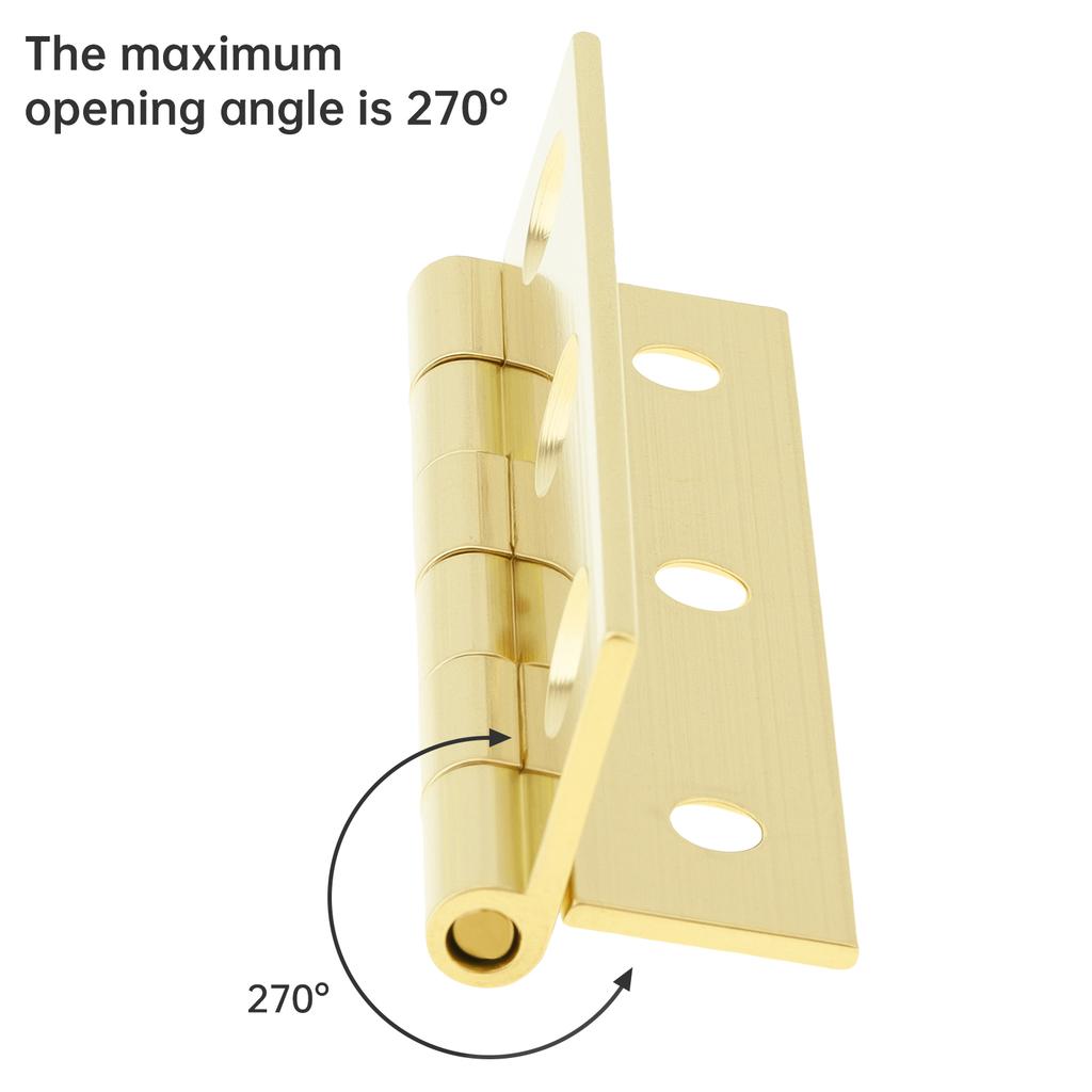 2 Inch Solid Brass Mini Folding Butt Hinges, 8 Pcs with 48 Screws for Cabinet Drawer Wood Box Furniture Hardware