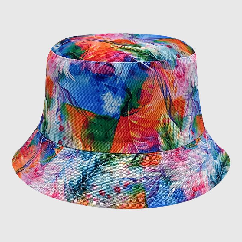 Neutral Summer Tie Dye Printed Fisherman Hat Outdoor Breathable Hat Sunshade