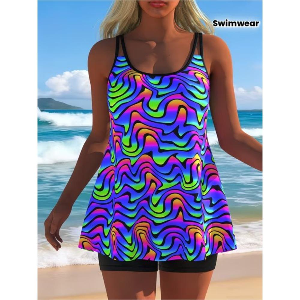 Damen Tankini Badeanzug 2-teilig Seestern-Print Urlaubs Badesachen