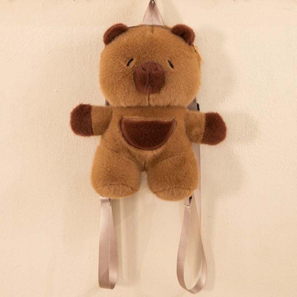 Large Capacity Capybara Plush Handbag Animal Cartoon Cartoon Backpack  Kids Birthday Gift