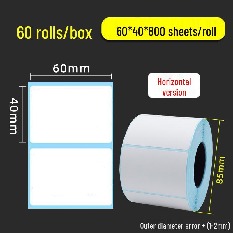 Thermal Self-Adhesive Barcode Labels: 60x40mm, 20-100 Blank Labels per Box