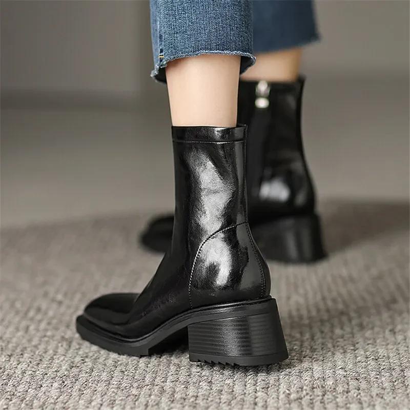Fashion New Winter Boots for Women Autumn Short Boots Square Toe Chunky Heel Women's Warm Wool Boots Platform Shoes High Heels Shoes