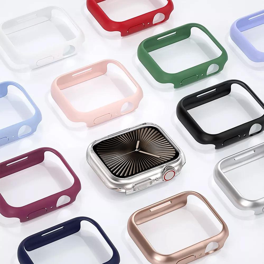 Schutzhülle für Apple Watch Case 46mm 42mm 41mm 45mm 44mm 40mm 38mm Zubehör PC Schutz Stoßfänger iWatch Serie 10 9 7 8 6 se 5 4 3