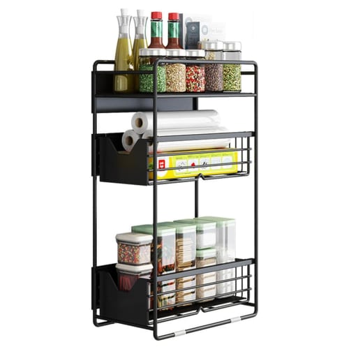 UYTON Multifunctional Washing Machine/Refrigerator Storage Rack, 30x15x50cm, Refrigerator Side Rack, Magnetic Spice Rack, 3-Tier Drawer Shelf, Spice R