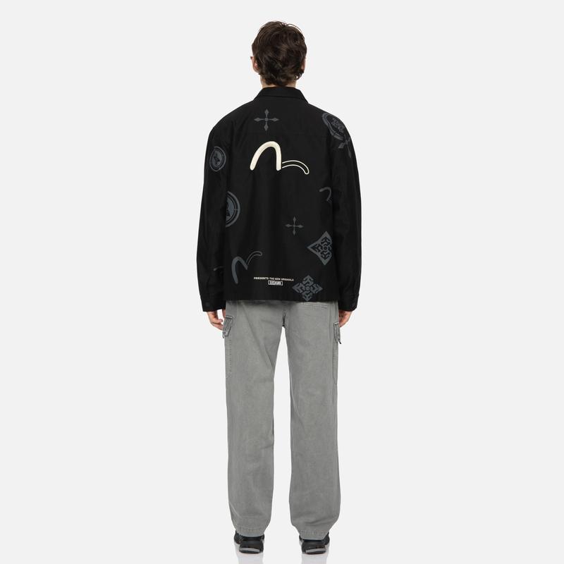 Evisu Kuro SS24 All Over Print Seagull Embroidery Casual Jacket Men Jackets Black 2ESGNM4JK5104RXCT