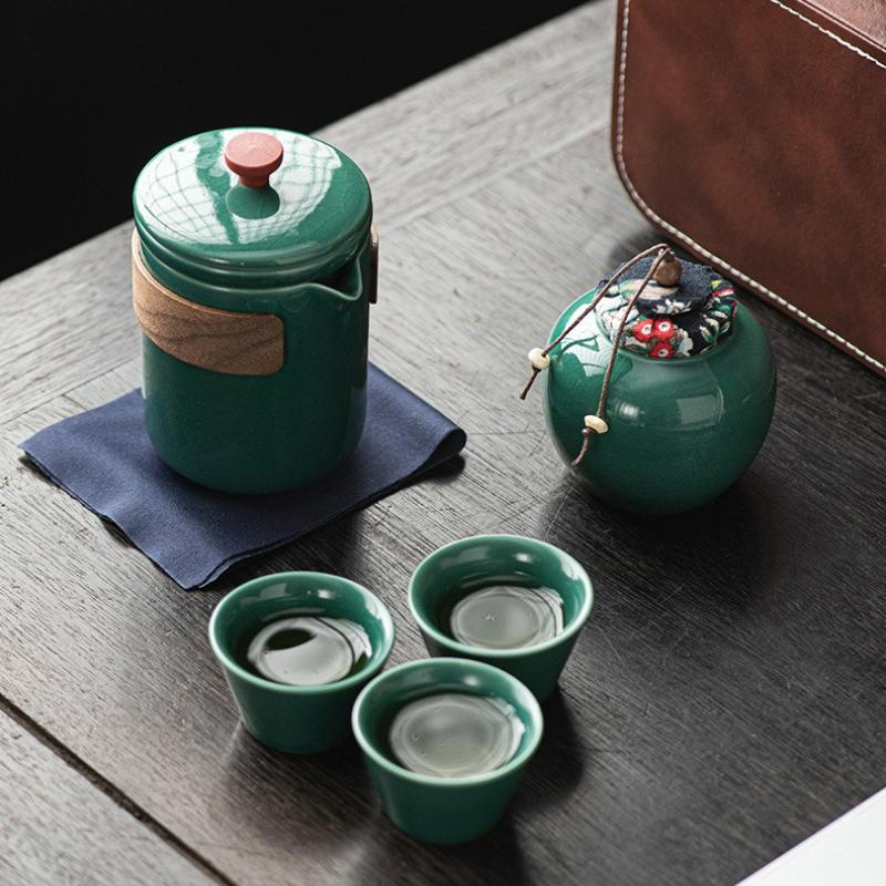Ceramic Creative Travel Tea Set Portable Exquisite Chinese Office Tea Set Supplies Outdoor Brewing Teapot Tea Set Home Gift New
