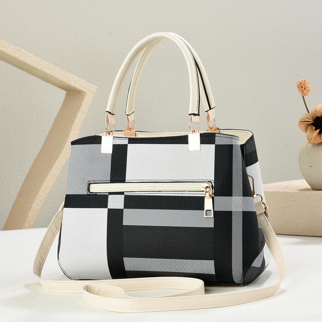 Classic Checkered Color Block Handbag For Women Versatile Hand Carry Shoulder Crossbody All-match Daily Purse