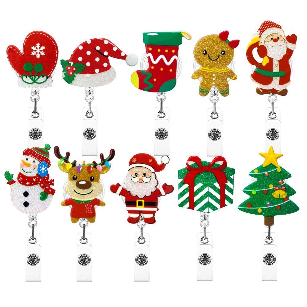 Snowman Elk Christmas Badge Reel Santa Claus ID Card Holder  Doctor Student