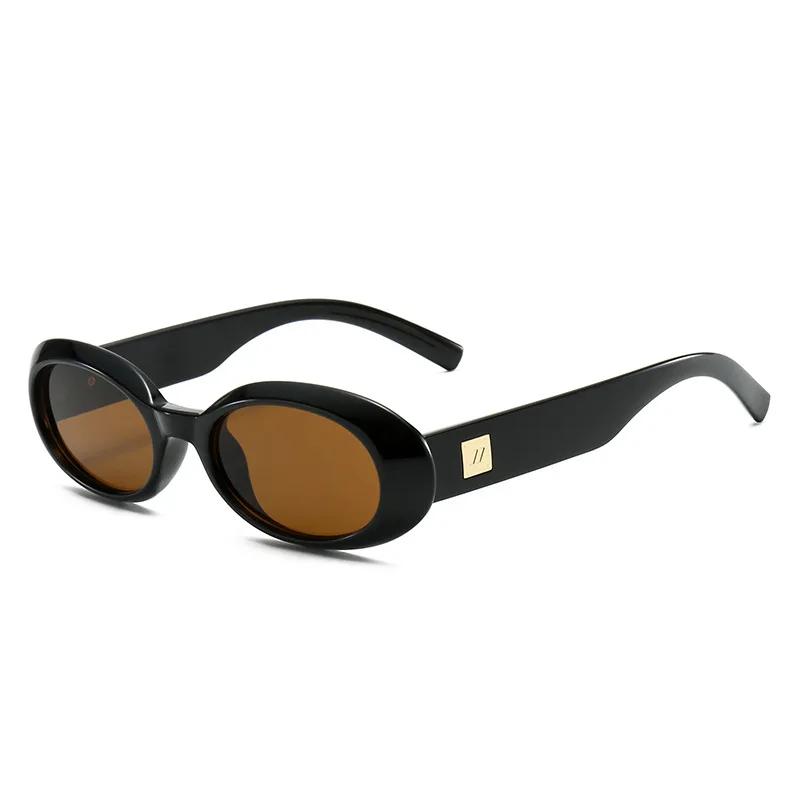 Europeiska och amerikanska kattögon små bågar elliptiska glasögon UV-resistenta solskyddande turist gatufotografering solglasögon
