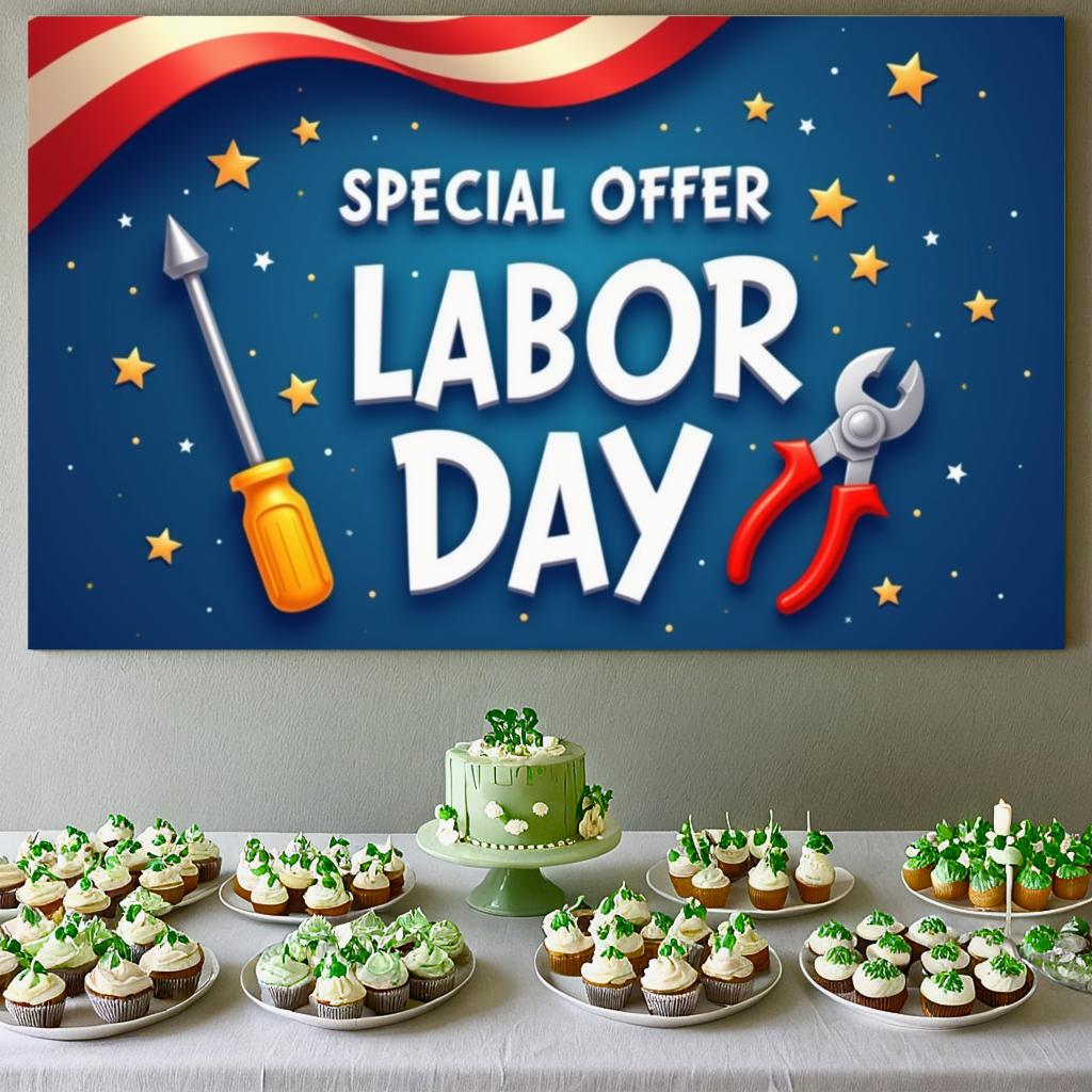 Special Offer Banner Tool Graphics Outdoor Banner Weather Resistant Party Banner for Holiday Celebration Labor Day Celebration