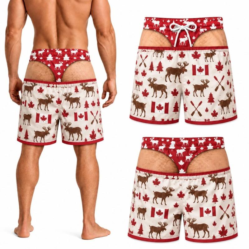 Men Fun Hip Print Swim Trunks, Original and Interesting Beach Shorts, Suitable for Friends Grooms, Summer New Product