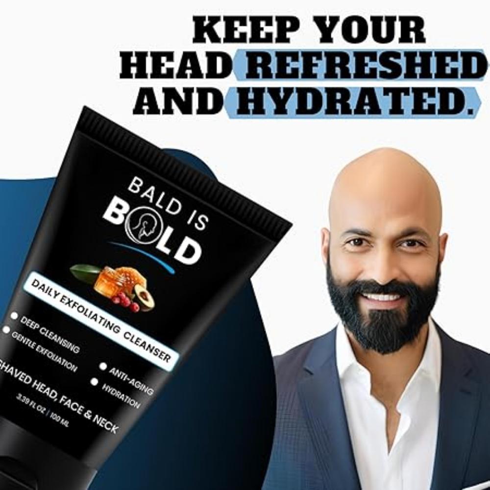 Tägliches Peeling-Reinigungsmittel & Peeling für kahle & markante Köpfe | Rasierter Kopf & Haarloser Kopf Pflege | 100 ML