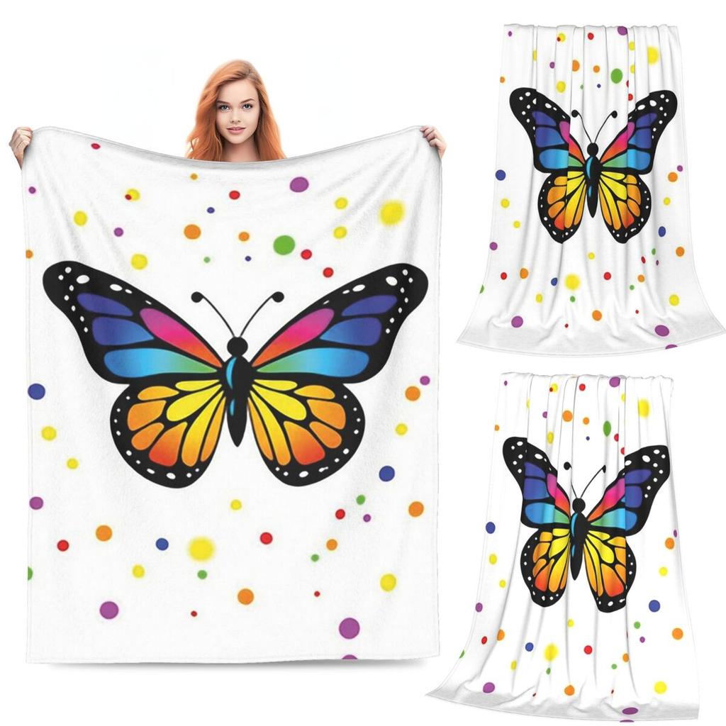 Dazzle ColorfullyButterfly Blanket Soft Warm Flannel Throw Blanket Bedspread for Bed Living room Picnic Travel Home Sofa