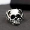 Retro Wings Skull Ring For Men Silver Color Punk Gothic Rock Hiphop Open Ring Handmade Designer  Biker Accessories Gift