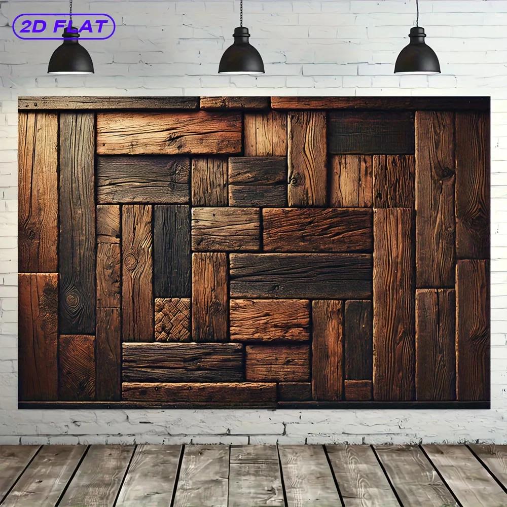 2D plane, 2D plane banner, 1 large dark wood-grain wall backgroundDJH