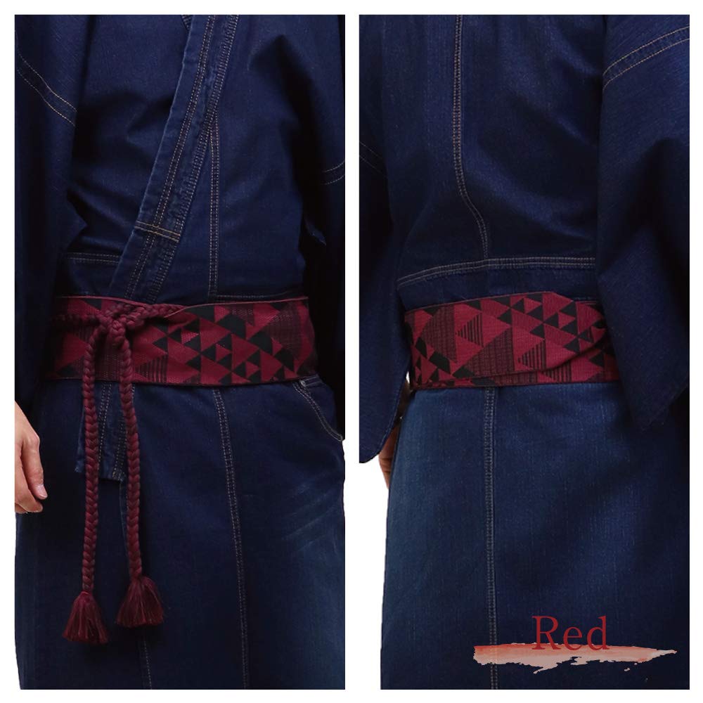 SWINGPLUS Knotted Square Japanese Scale Kimono Made in Japan Men's Obi, Obi, Style, Pattern, Obi, (M, Navy)