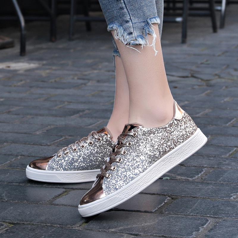 Sneakers Spring and Autumn New Grid Casual Board Shoes Glossy Fashion Symphony Women