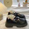 Thick-soled Black Uniform Year Retro Thick Heel 2025 Wind Small Leather Shoes Women's New Spring and Autumn Single Shoes