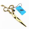 LHG-12 Gold 6" 440C Irregular Hairdressing Scissors Straight Shears
