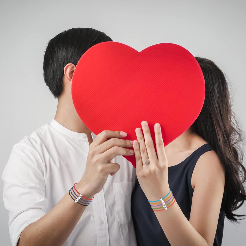 Cunno 100 Pcs Friendship Bracelets Bulk Heart Bracelets Colorful Adjustable String Star Motivational Gifts for Women Girls(Heart Style)