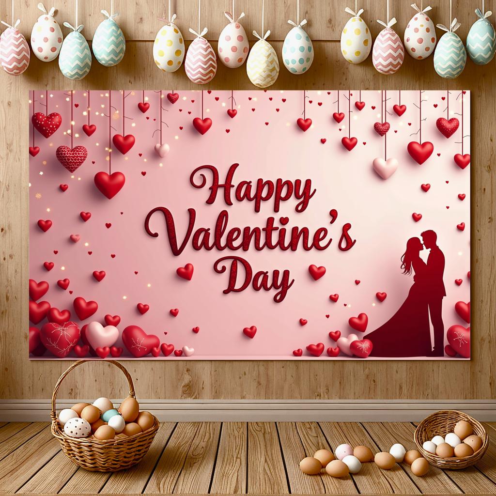 Backdrop Hearts Delightful Red Couples Photography backdrop Beautiful Love banner for Celebration
