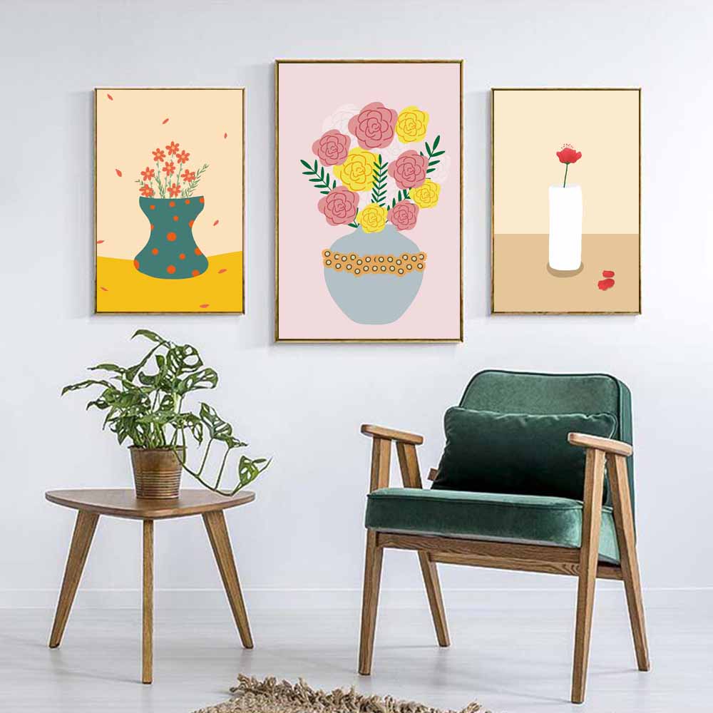 Plant Oil Painting Vase Still Life Wall Painting Abstract Art Canvas Painting Living Room Corridor Office Home Decoration Mural No Frame