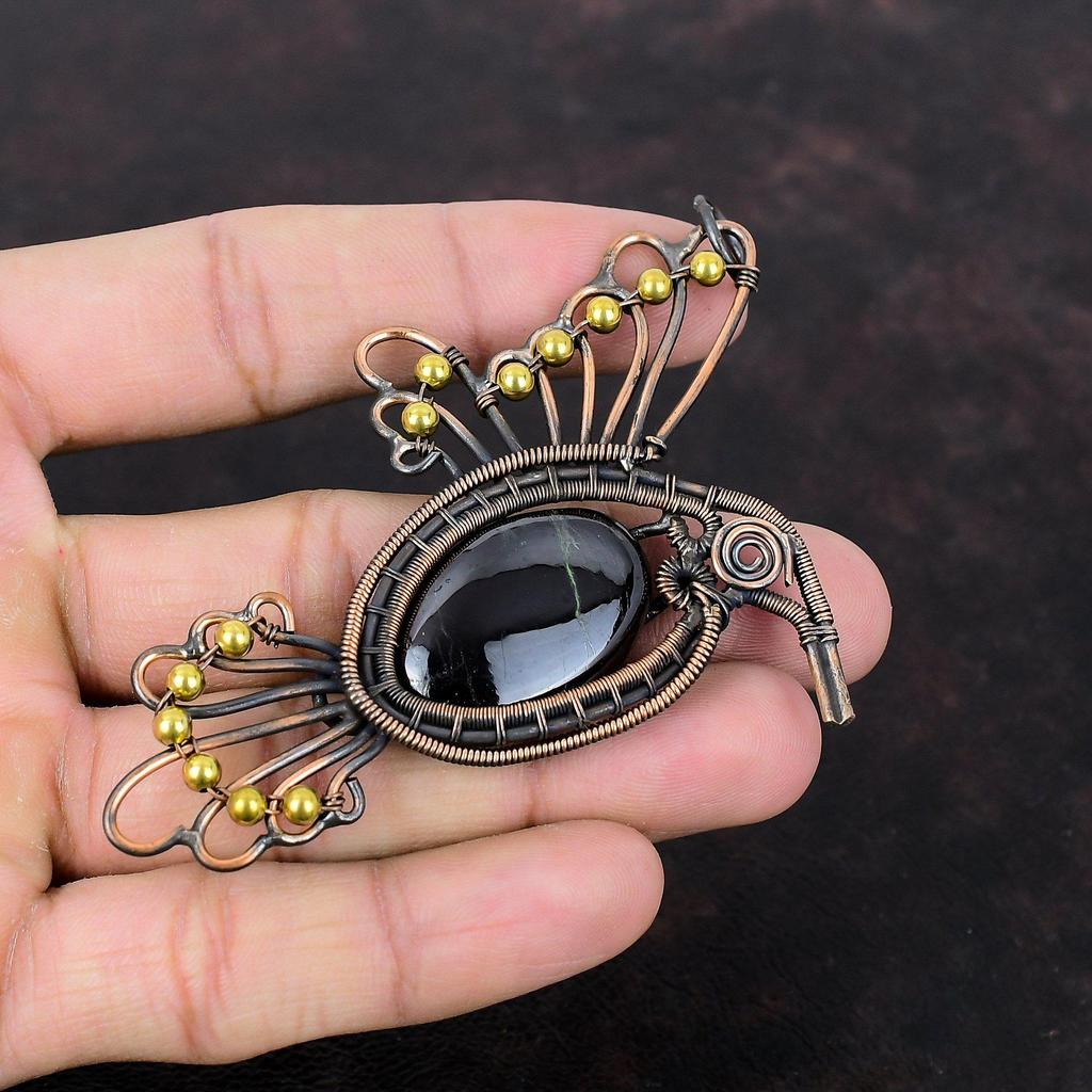 Sugilite Pendant Copper Wire Wrapped Pendant Handmade Pendant Bird Jewelry Unique Pendant Copper Wire Jewelry Gemstone Pendant Gift For Him