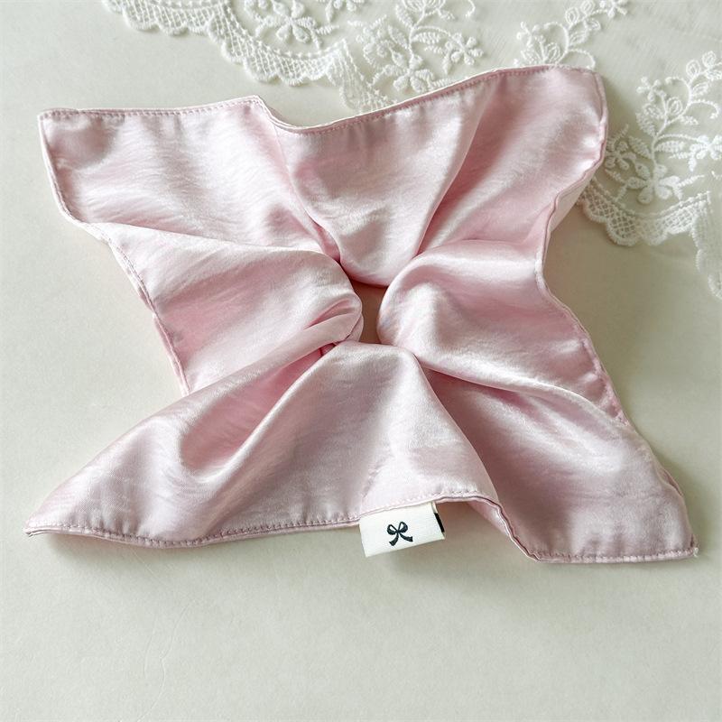 Summer Satin Square Scarf with Large Intestine-shaped Hairpin for Women, New Style Square Windmill Hair Tie, Thick Intestine-shaped Hair String
