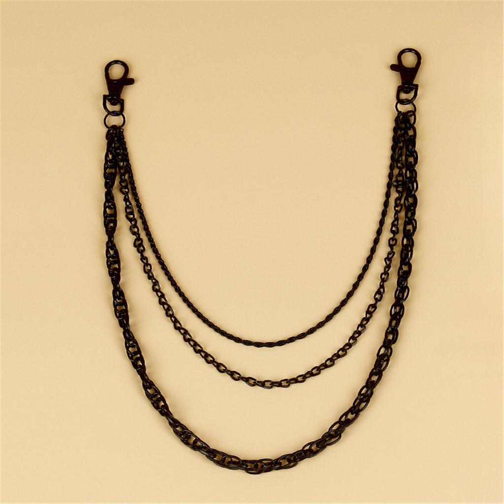 Stylish Personality Wallet Chain Multi Loop Black Chain Ornament For Men Enhancing Rock And Hip Hop Style Outfits