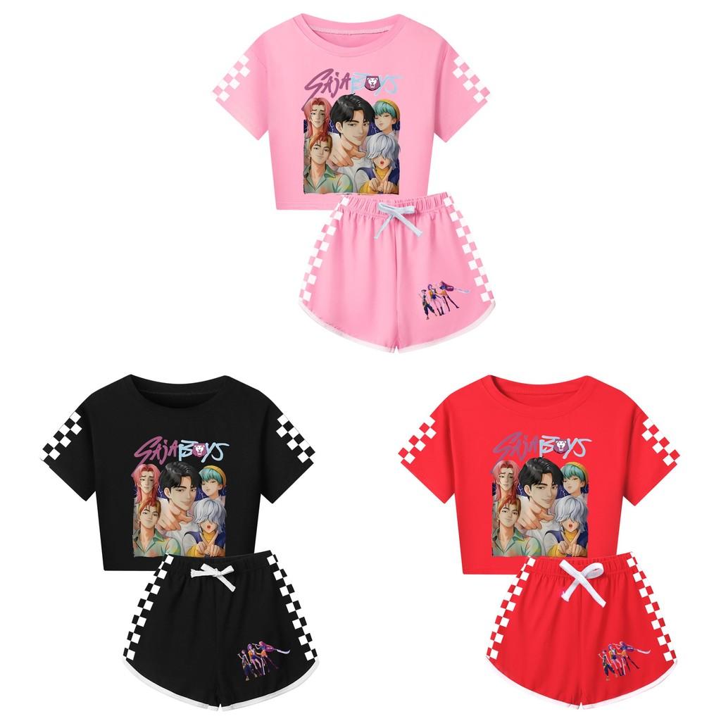 Kpop Demon Hunters Saja Jongens Print Volwassen Kind Korte Mouw Korte Broek Familie Pyjamaset Voor Gezellige Nachtkleding