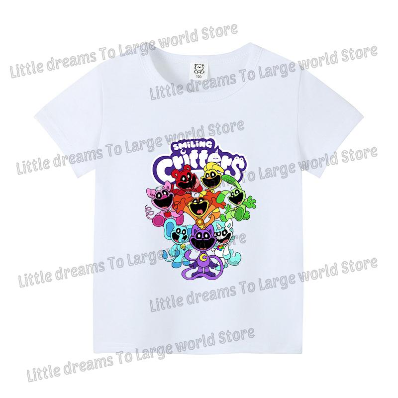 Smilings Critters Tshirt for Girls Boys Cartoon Tee Summer Anime Printed Tops Short Sleeve Tshirts Children Breathable Clothes