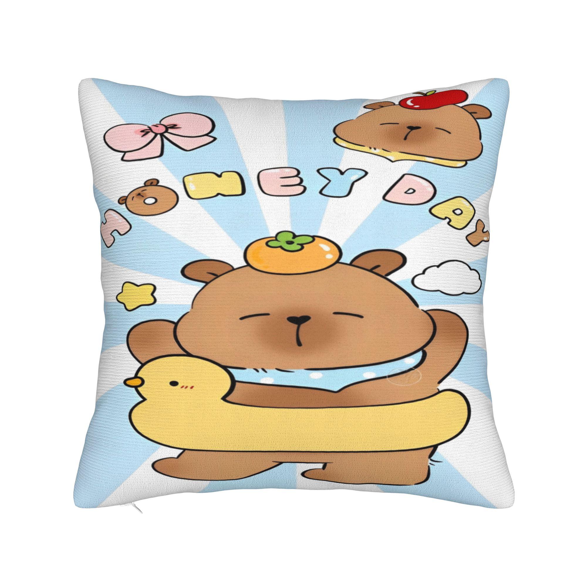 

Funny Capybara Kawaii Printing Pillowcase Cushion Cover Throw Pillow Cover Warm Sofa Decorations Square Multiple Sizes 12x12in 30X30cm